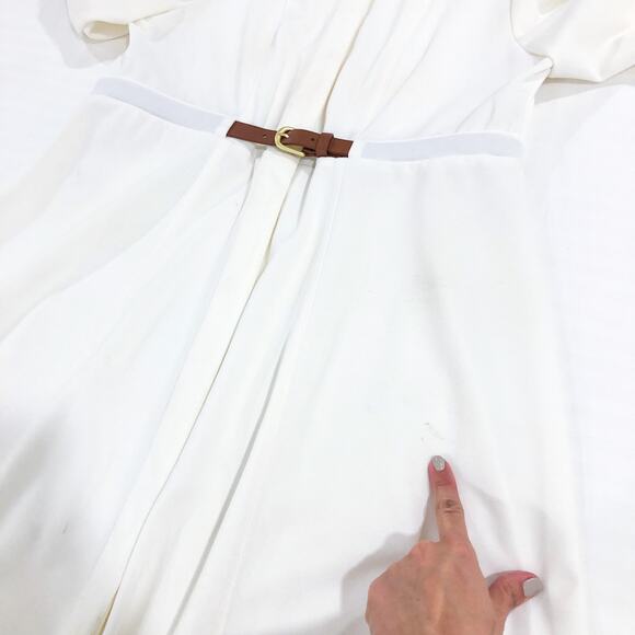 Calvin Klein Cream Color Puff Sleeve Belt Dress - Picture 10 of 14